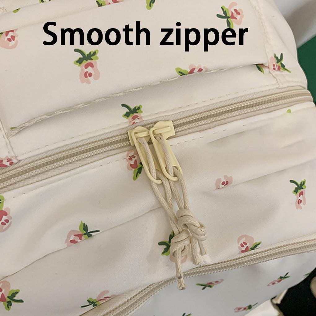 2025 New Japanese Floral White School Backpack – Cute Nylon Rucksack for Teenage Girls, Women's Book Bag, Student School Bags