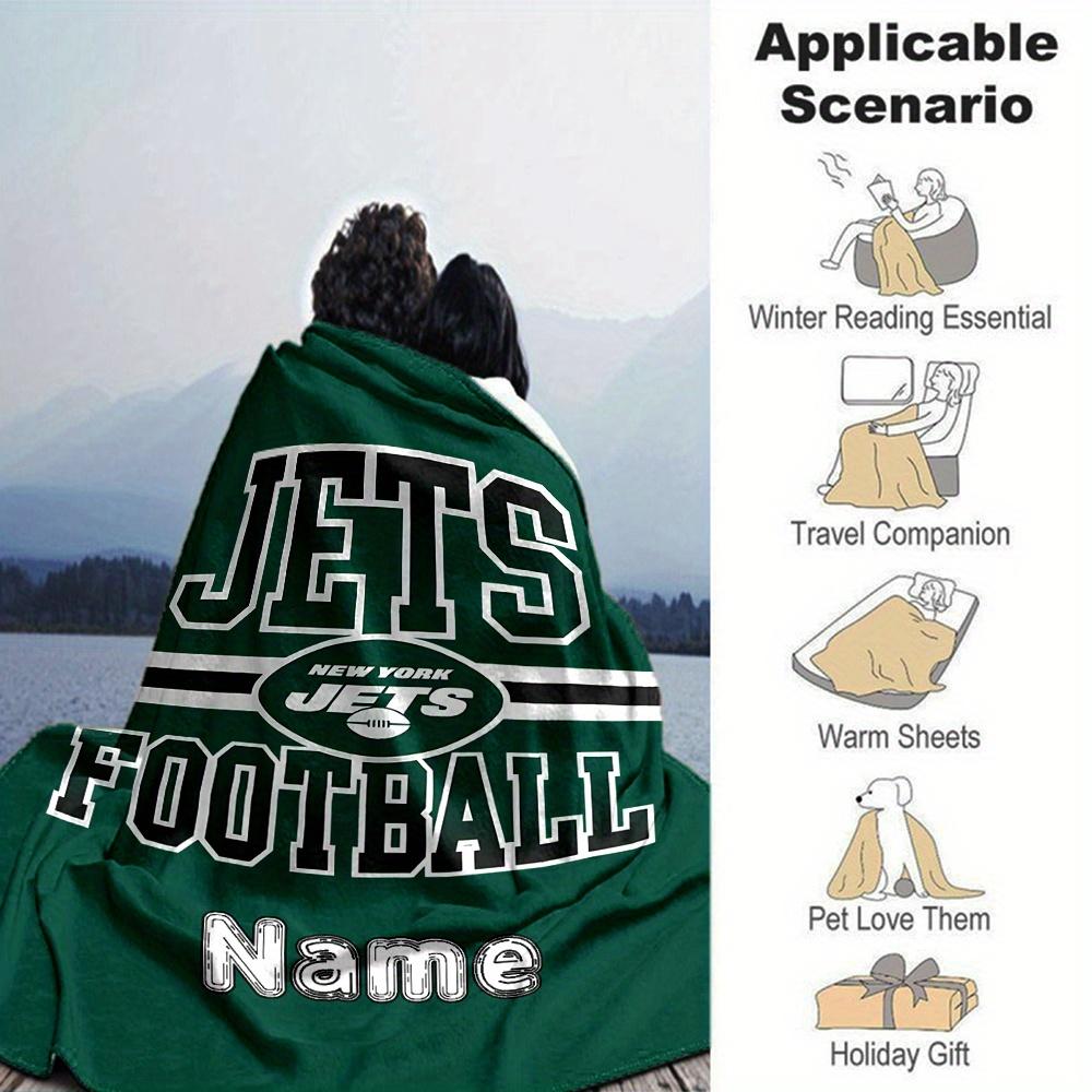 New York Jets Football Team Logo Customized Your Name Blanket Lightweight And Comfortable Warm Blanket Suitable For Bed Home Chair Office Sofa Camping
