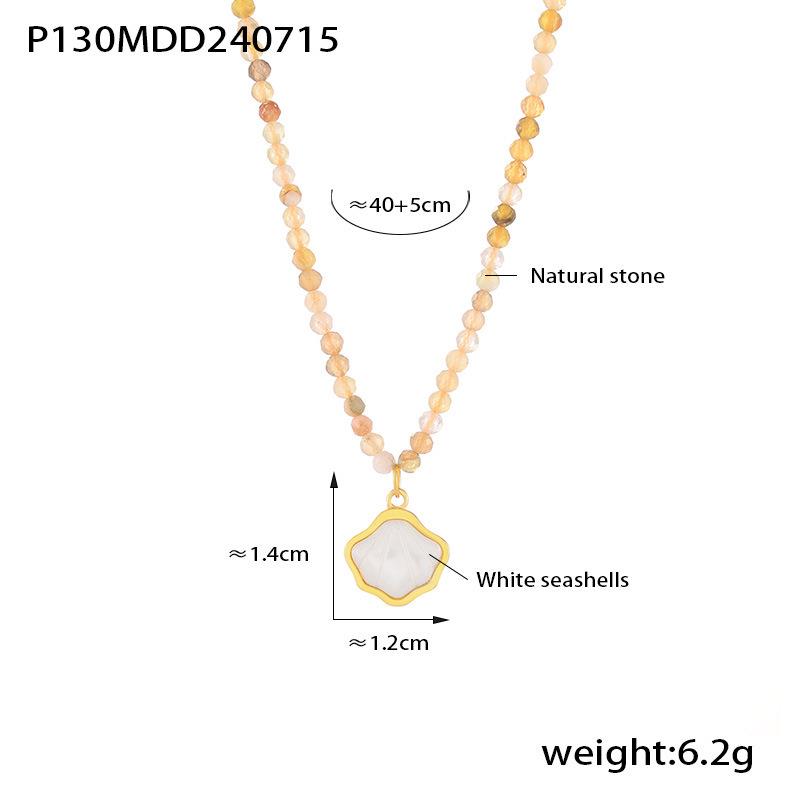 

Богемское белое ожерелье-подвеска из морской раковины с бусинами из натурального камня - Шикарное и уникальное украшение для женщин