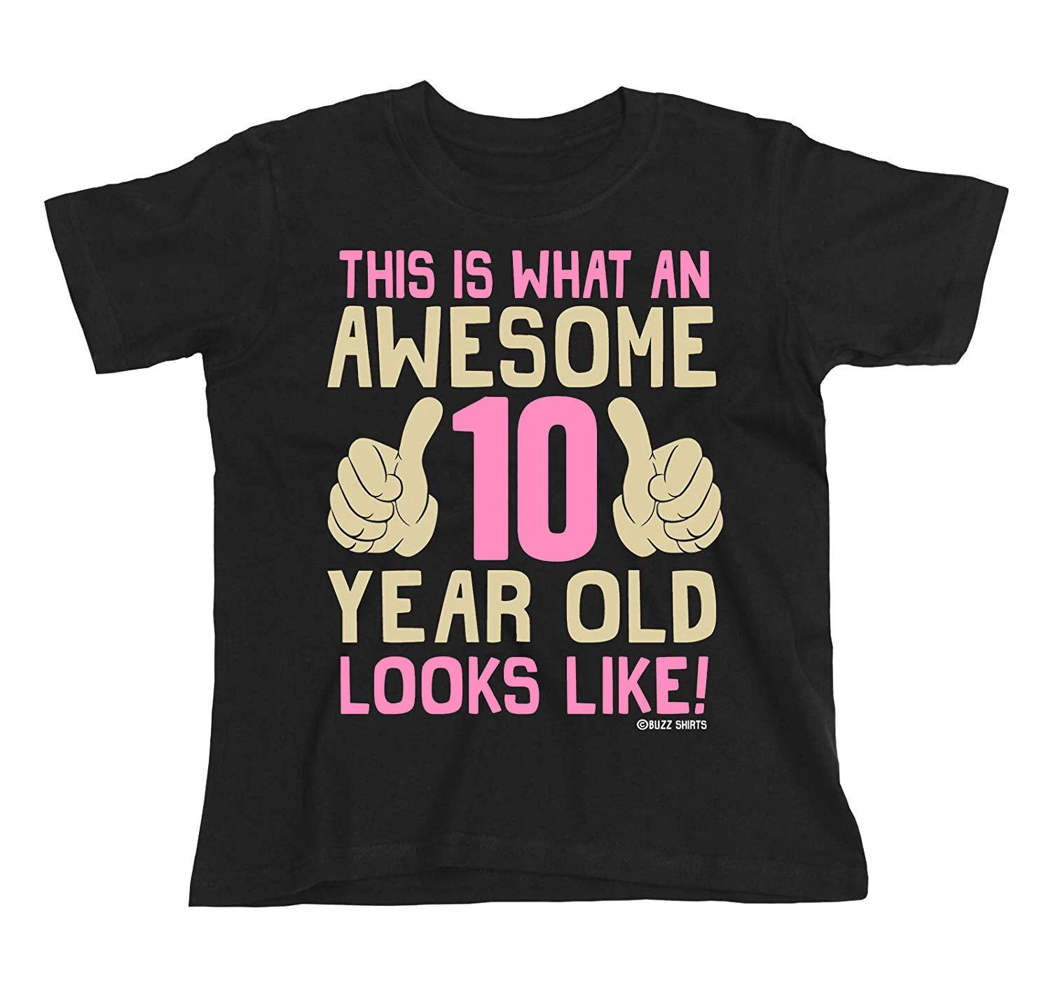 Girls 10th Birthday T-Shirt Kids Cotton Awesome 10 Year Old GIFT Idea 100