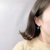 Korean Ocean Heart Blue Crystal S925 Silver Women's Earrings