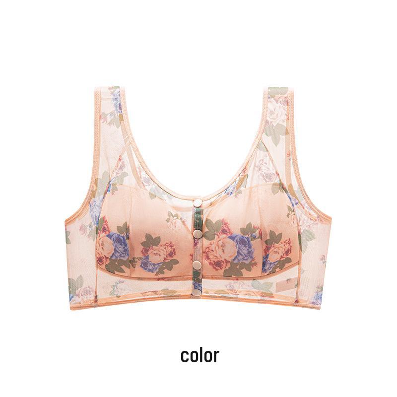 Seamless Front-Opening Push-Up Bra for Mature Women - Anti-Sagging Support with Stylish Back 3L: 100-120 jin