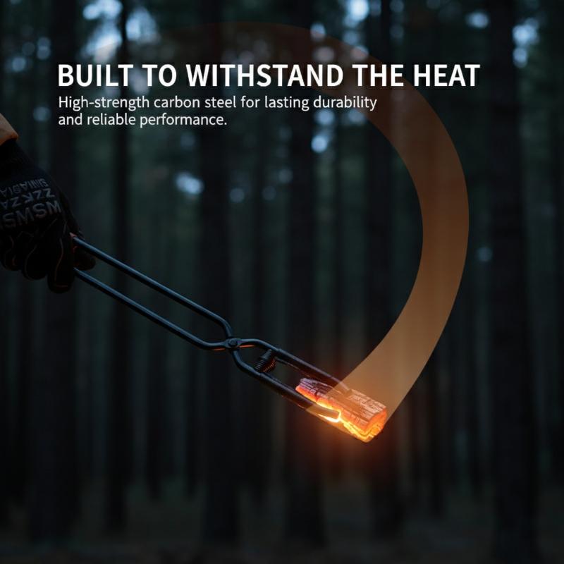 Outdoor Barbecue Charcoal Tongs Portable Picnic Barbecue Long-handled Fire Tongs Heat-resistant Fire-making Tools