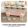 Pretend Ice Cream Cart Wheeled Wooden TwoLevel Play Treats Set for Kids