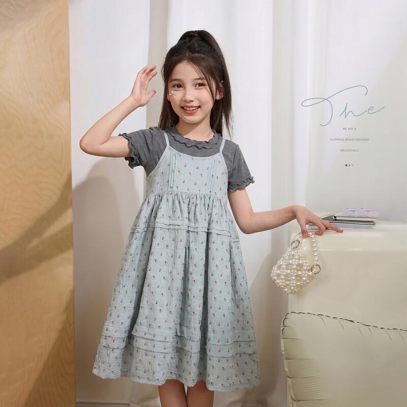 Girls' Sweet Floral Spaghetti Strap Holiday Dress