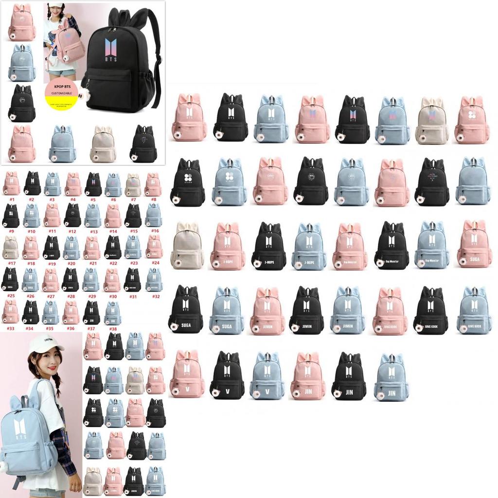 Bunny Kpop Bts Rabbit Ears Backpack Girls School Bags V With Piggy Pendant Plush