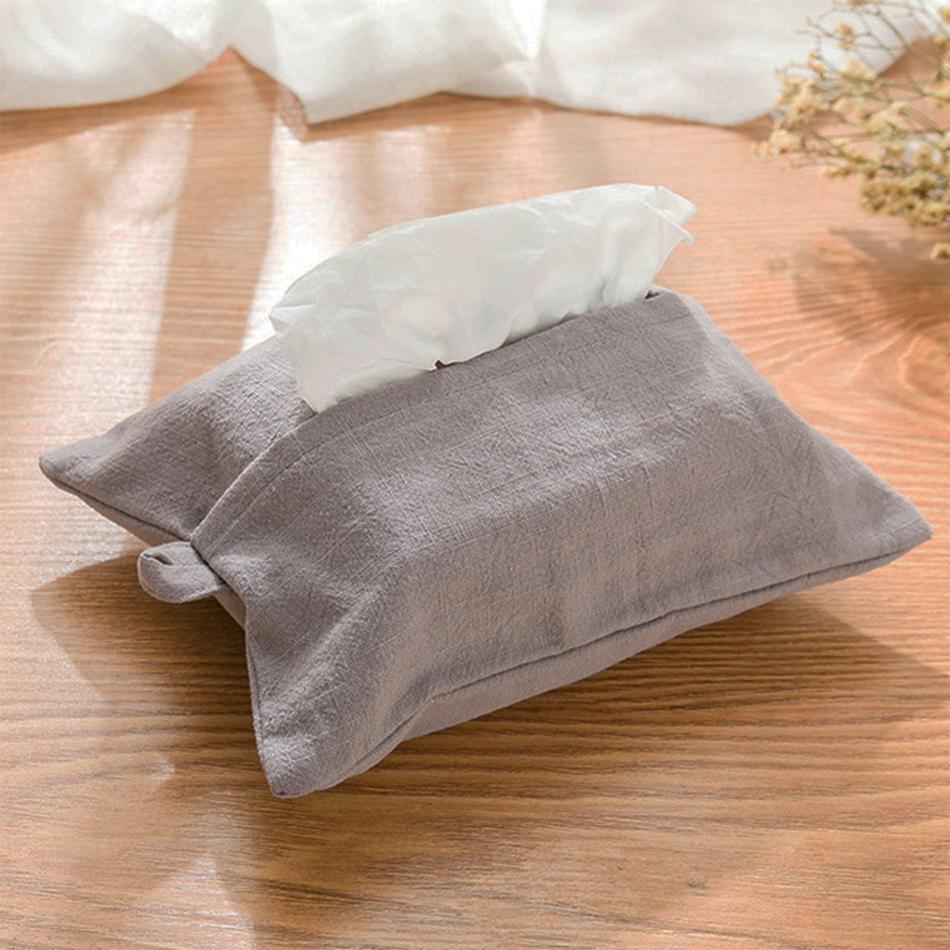2PCS Ramie Fabric Tissue Box Cover,Napkin Holder Pumping Napkin Cover, Paper Box For Kitchen Car Toilet Tissue Case Container
