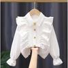 Girls' White Long Sleeve Shirt - Spring/Autumn 2025 Collection for Children