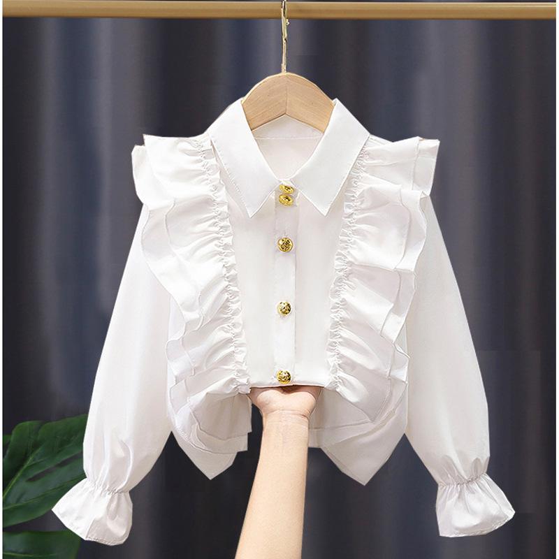 

Girls White Long Sleeve Shirt - Spring/Autumn 2025 Collection for Children 110 suitable for 95-105cm слонова кістка/білий