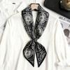 Temperament Long wide hair band, tied bag belt, double-sided silk scarf, retro literary satin streamer ins multi-functional scarf