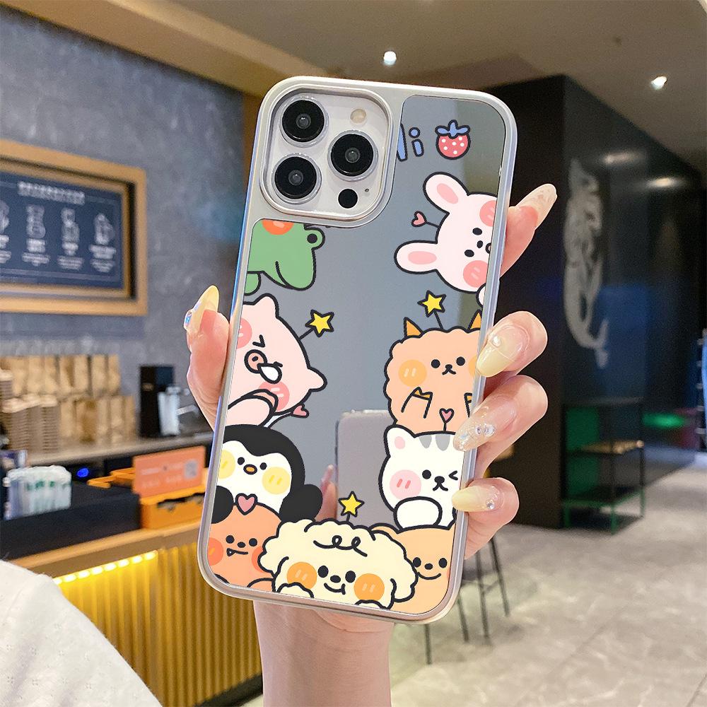 Hot-selling Internet celebrities cure small animals for Apple 16promax mobile phone case iPhone15 makeup anti-drop case