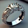 Vintage Silver Inlaid Cubic Zirconia Hollow Ring Creative High-end Party Jewelry