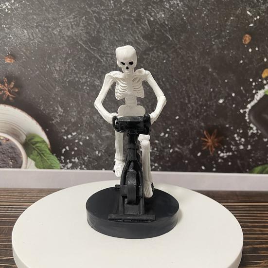 Halloween Riding Bike Skeleton Statue Animated Fitness Bicycle Skeleton Figurine
