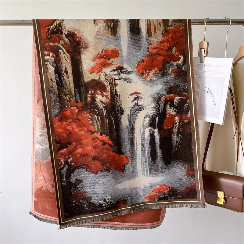 Winter Cashmere Scarf Women Design Outdoor Warm Pashmina Blanket Scarves Female Shawl Wraps Thick Foulard Bufanda
