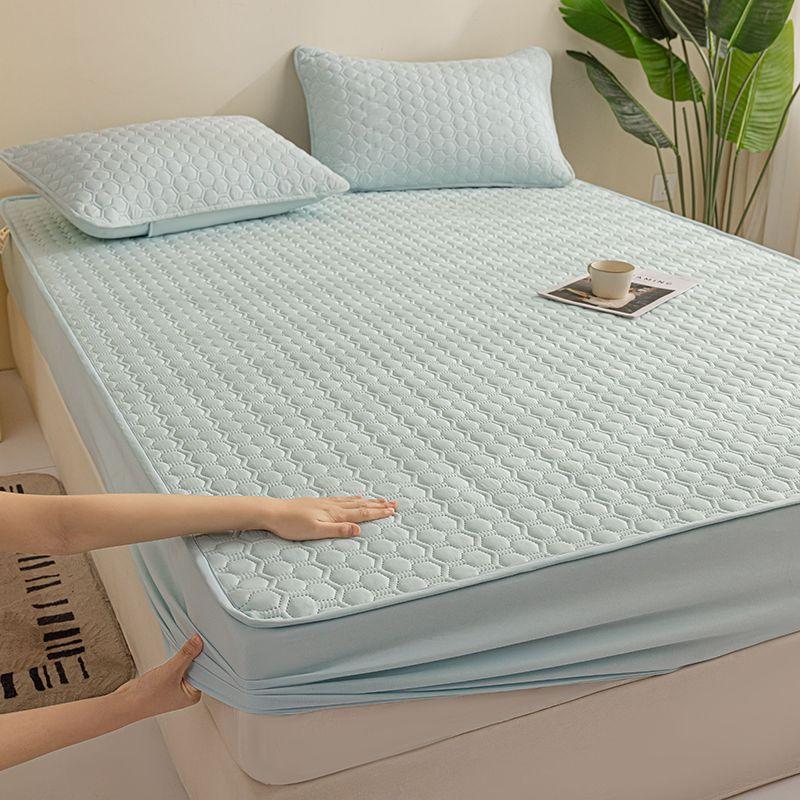 3D Air Fabric Thick Mattress Cover Solid Color Quilted Mattress Protector Soft and Breathable Fitted Bed Sheet ( No Pillowcas )