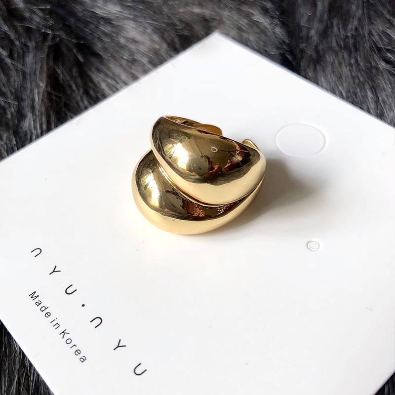 3Pcs Gold Color  Color Metal Minimalist Glossy Wide Open Rings Geometric Finger Rings For Women Men Jewelry