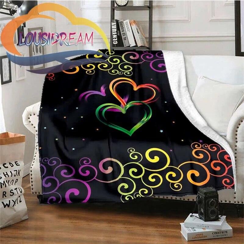 Love-miss You-gift for Girlfriend Fluffy Blanket Flannel Warmth Soft Plush Sofa I Love You Heart Pattern Blanket Tourist
