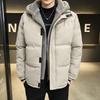 Herren Winter Übergroße Verdickte Wasserdichte Fleece Kurze Kapuzenjacke Jugendliches Design Lässige Übergröße Jacke