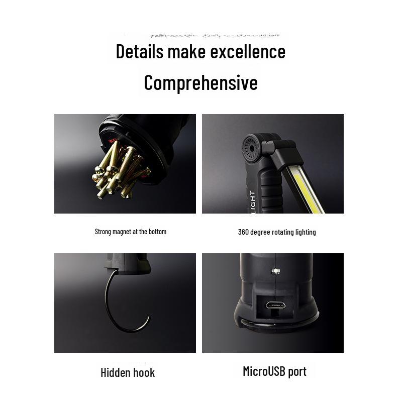 COB LED Work Light: Folding, Magnetic, with Red Warning Light for Outdoor Maintenance and Auto Repair