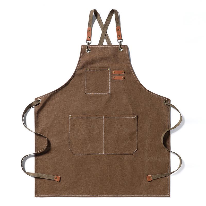 Waterproof Thickened Cotton Denim Apron - Oil and Stain Resistant, Solid Color Design for Household Kitchen Use