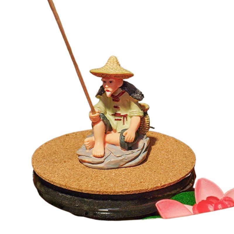 1 Ensemble Artisanat d'Aquarium Pêcheur Figurine en PVC Ornement de Pêche Pour Table Décoration de Pêche Accessoires de Maison de Poupée