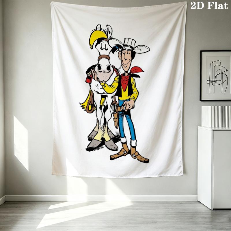 Lucky Luke Wall Tapestry Aesthetic Wall Hanging Printed Fabric Blanket Decorative Tapestries for Bedroom Living Room Home Decor