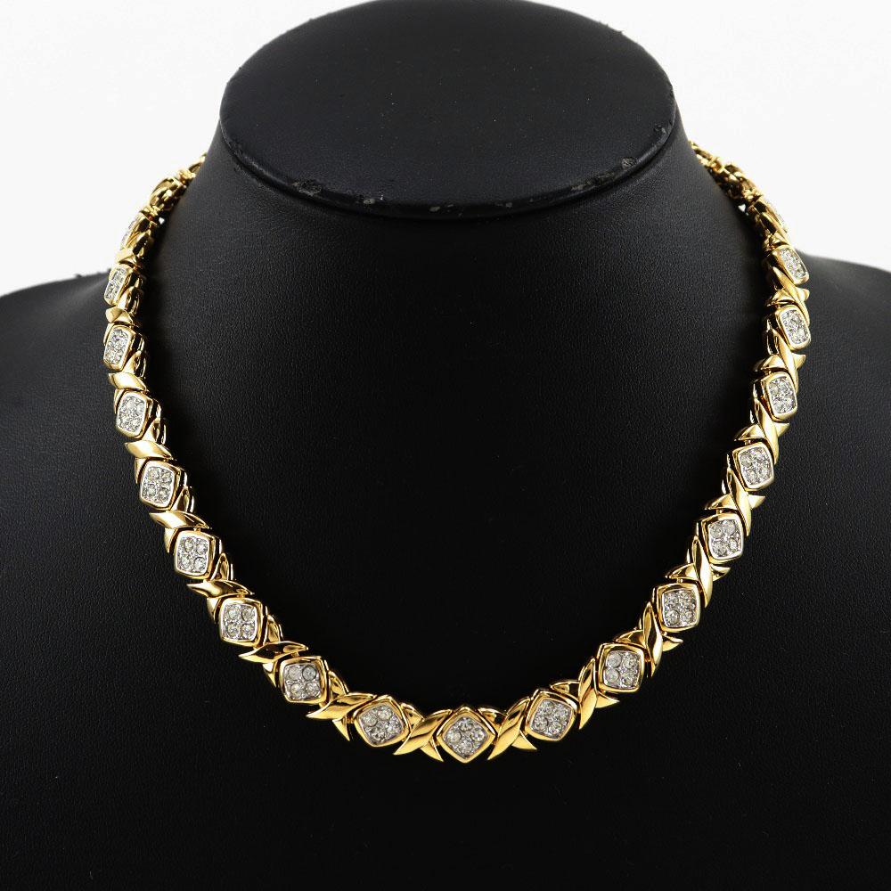 NINA RICCI Necklace Plated Gold/Rhinestone 72.0g Women Used