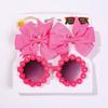 1Set Children Headwear Glasses Solid Soft Bowknot Head Bands Girls Lace Barrette Retro Headbands Sunglasses Kids Hair Band Sets