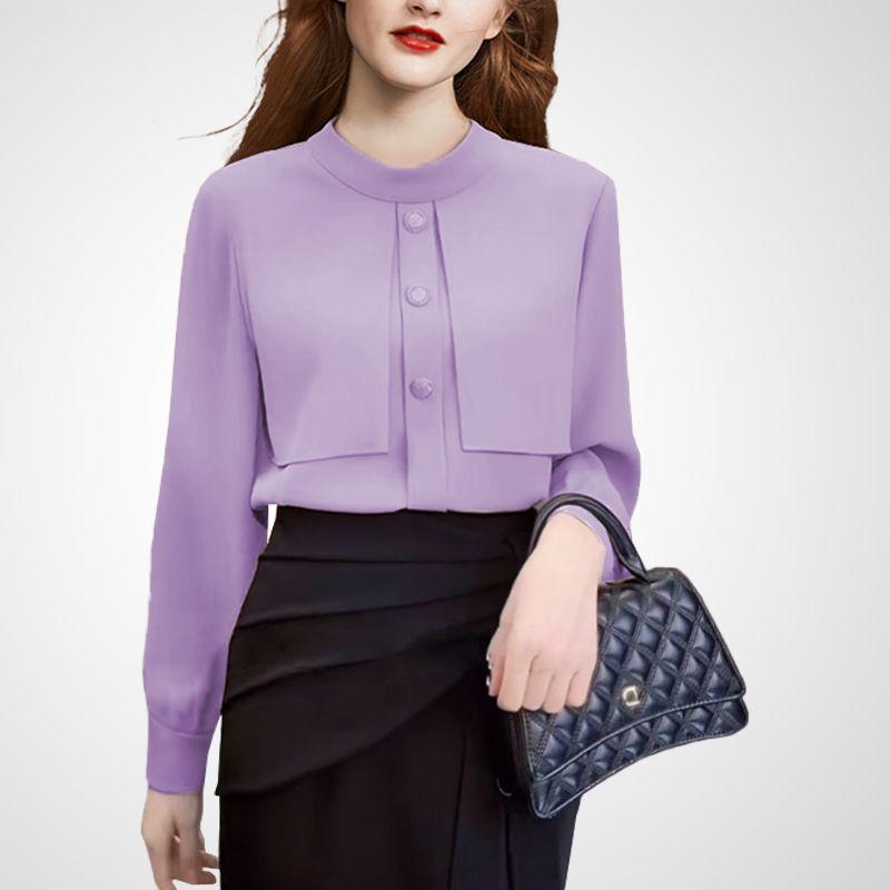 

Fashion Elegant Fancy Autumn Niche Style Long Sleeves Shirt Purple L