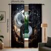 2pcs Yin-Yang Dragon Tai Chi Design Curtains - Celestial Motifs   Rod Pocket   Semi-Transparent Polyester   Ideal for Living Room