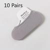 10 Pairs of  Women's Summer Ultra Thin Candy Color Versatile Breathable Silicone Invisible Boat Socks