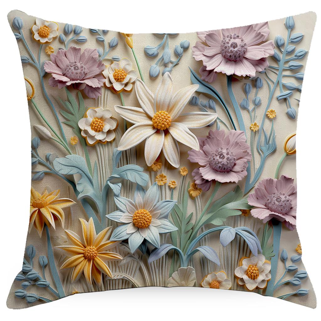 New Retro Floral Pillowcase Creative Oil Painting Engraving Style Print Home Sofa Cushion Pillowcase