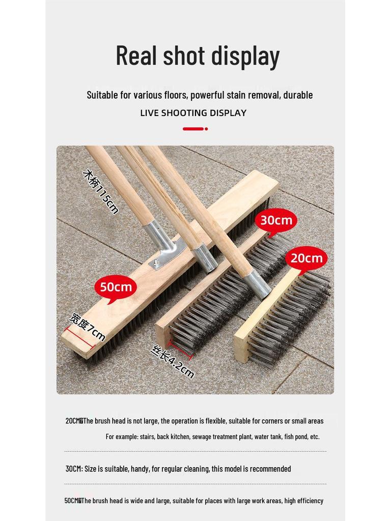 Stainless Steel Long Handle Wire Brush: Stiff Bristles for Scrubbing Tile, Cement, Moss, Rust Removal, and More