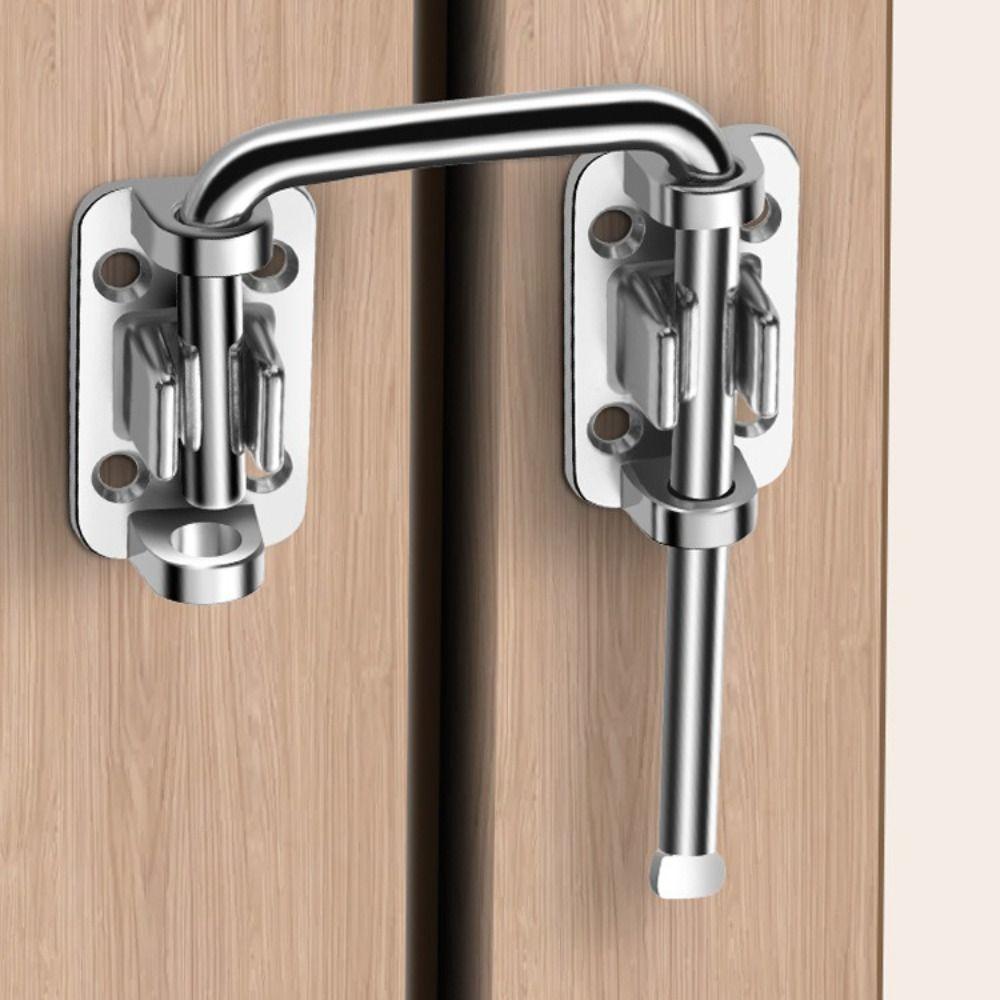 Hardware Stainless Steel Door Latch Lock Non Perforated Thickened Anti-theft Buckle 90/180 Degree Safety Door Buckle Fences