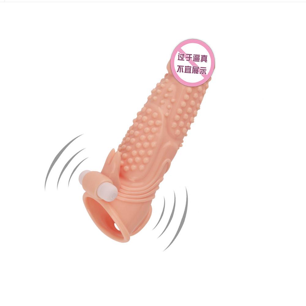 Men's Additional Vibrating Wolf Tooth Set Coarse Sex Toy Extended Vibrating Penis Set Male Adult Toy
