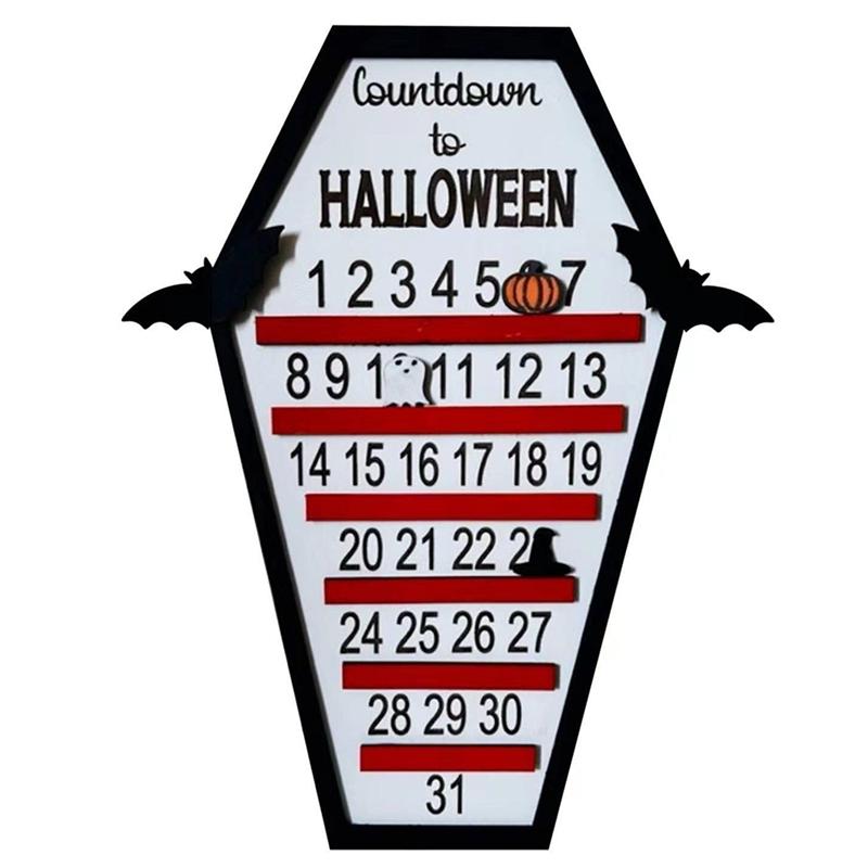 A03F-31 Days Happy Halloween Coffin Calendar Countdown Calendar + Cutting Three Decoration C