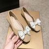 Arrivée Printemps Été Nœud Confortable Décontracté Couleur Unie Élégantes Chaussures pour Femmes Plates Peu Profondes Respirantes