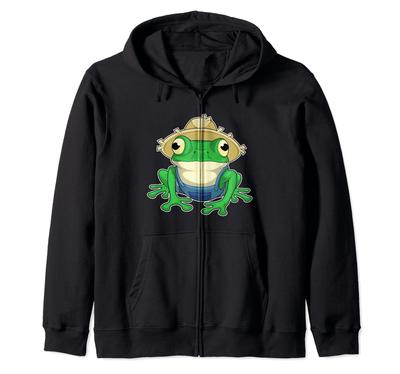 Frog Farmer Hat Zip Hoodie
