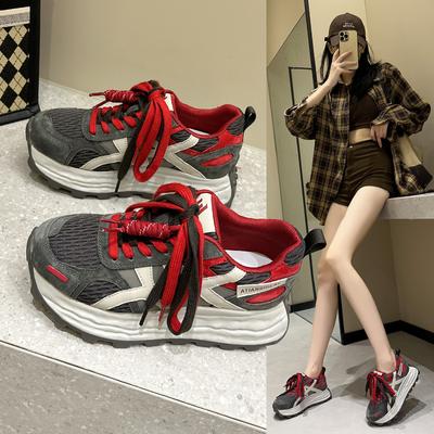 Thick-soled Little Dad Shoes Women's 2025 Autumn New Light Luxury Explosion Casual Fashion Heightening Sports Shoes