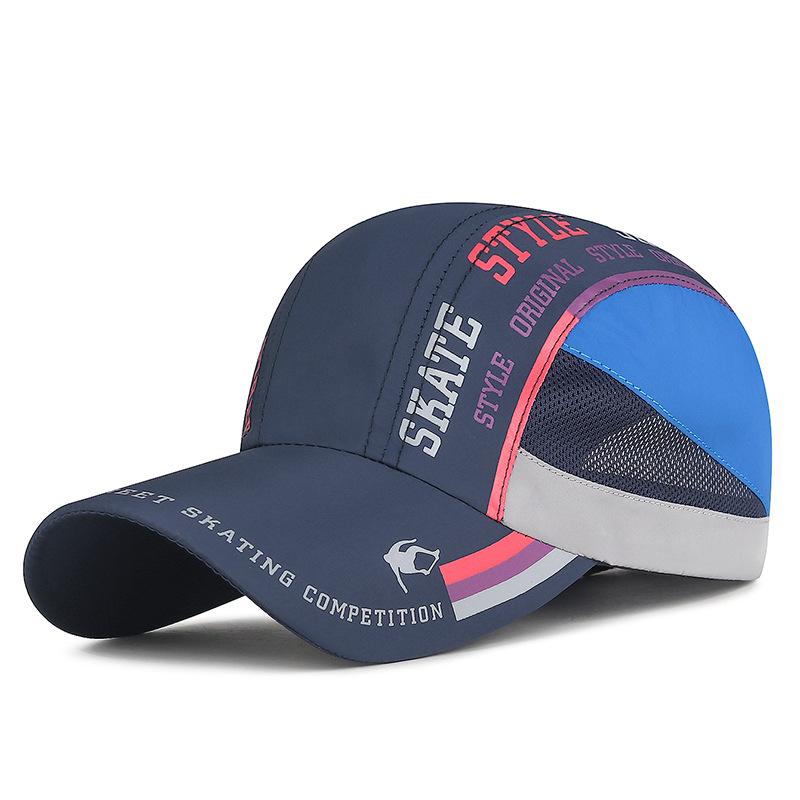 

Красочная шляпа из сетки с принтом, быстросохнущая, приятная к коже и дышащая, бейсболка для марафонского бега Adjustable 55-60cm тёмно-синий