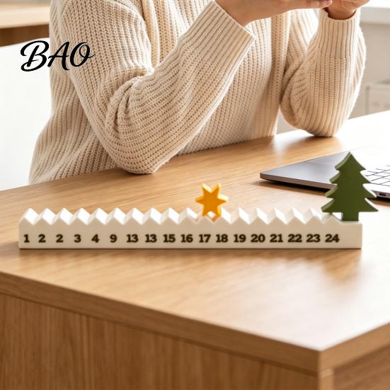 3D Printed Christmas Ornament Star Countdown Calendar, 24-Day Moving Advent Office Supplies Decoration for Kids Room Desk, Creative Holiday