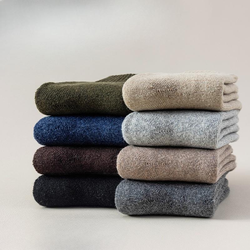 Men's Autumn and Winter Fleece and Thickened Mid-calf Socks for Warmth, Super Thick Wool Socks for Men's Winter Long Calf Socks