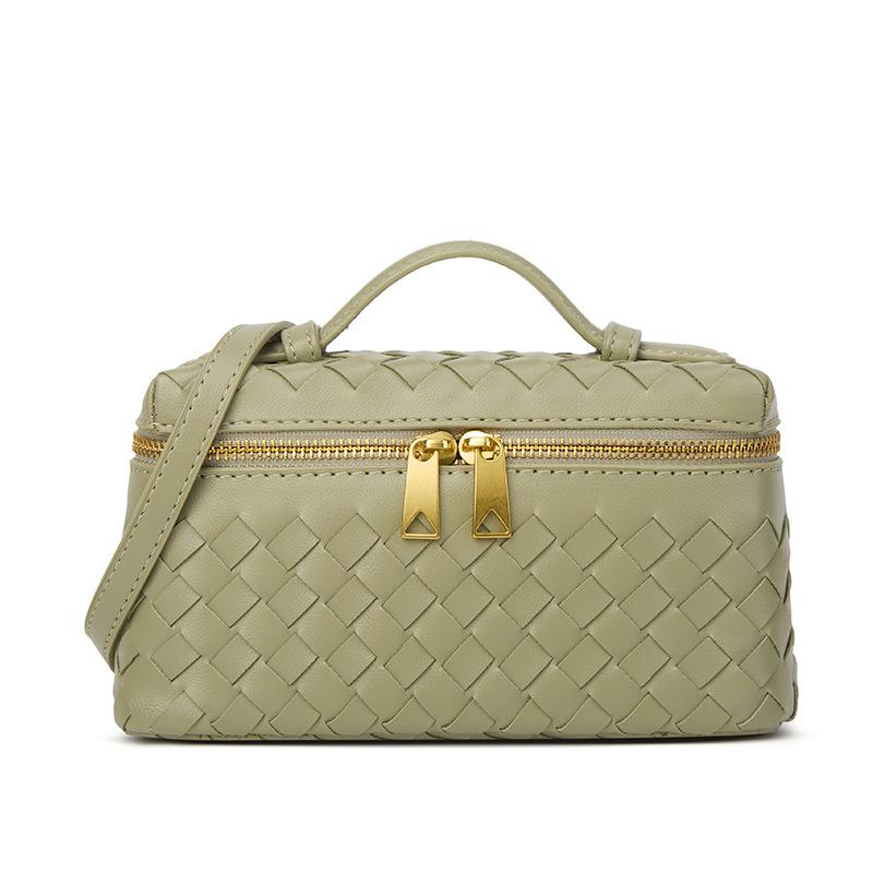 Woven Box Bag Women'S Bag New Year'S Woven Fashion Portable Retro Lunch Box Bag One Shoulder Messenger Bag