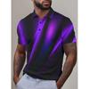 Mehrfarbig gestreiftes Muster Herren Poloshirt Business Casual Urlaub Kurzarm Poloshirt Formelles Button-Down Revers T-Shirt