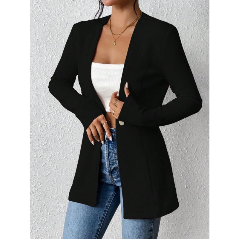DAFIFY Women's Fashion Casual Solid Color Print Autumn Winter Long Sleeve Jackets & Coats