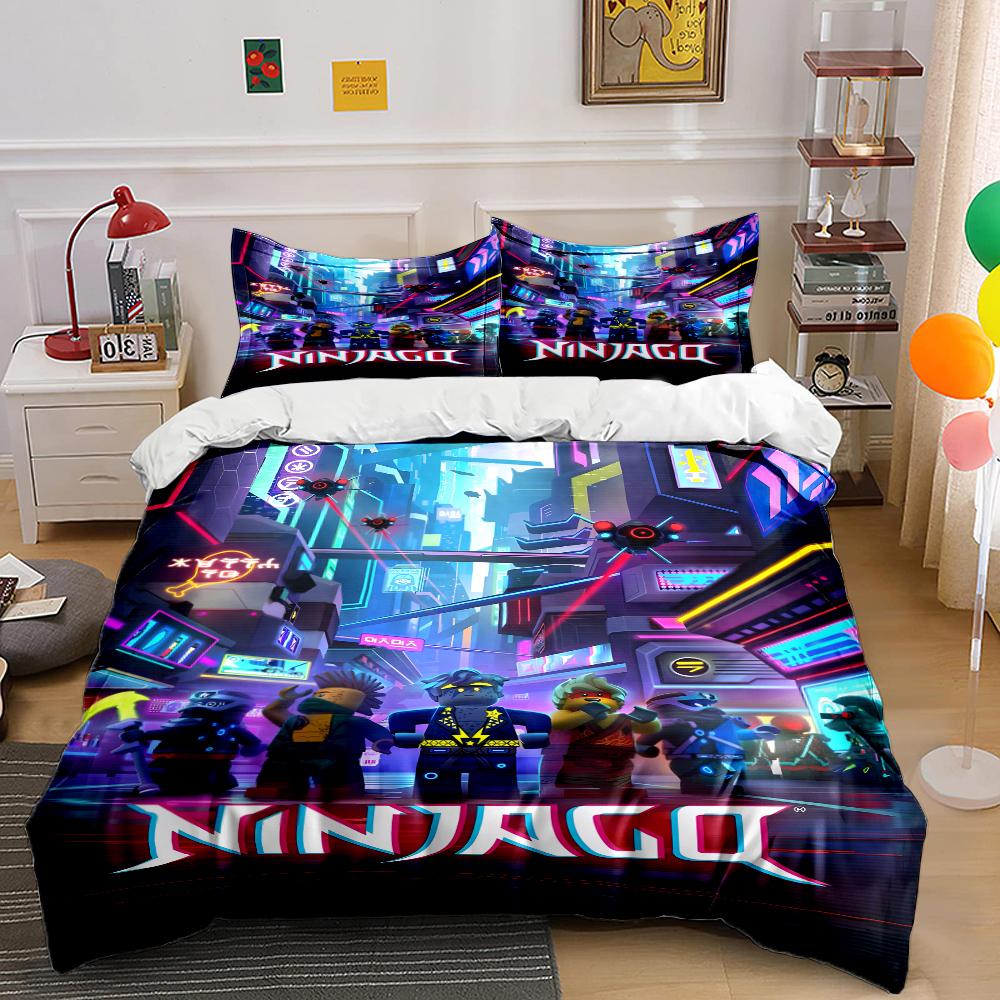 Multiple Sizes Cartoon Ninja Game Printed Bedding Set 1 Duvet Cover 2 Pillowcases Boys Girls Children Luxury Gifts