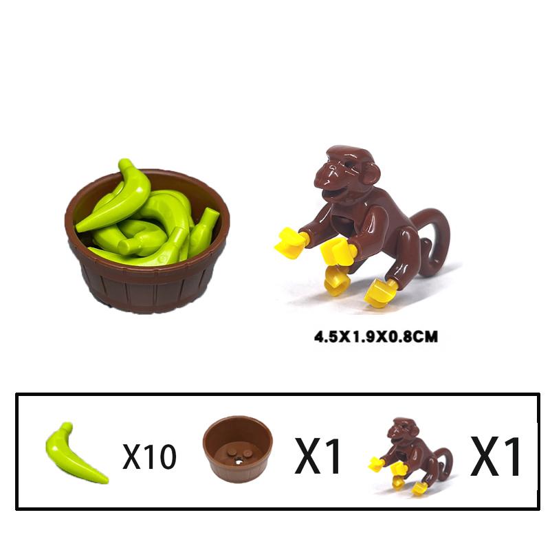 Città Animale Zoo Fattoria MOC Mattoncini Porco Pollo Pecora Coccodrilli Panda Delfino Elefante Gorilla Frutta Aquila Mattoncini Giocattoli A012
