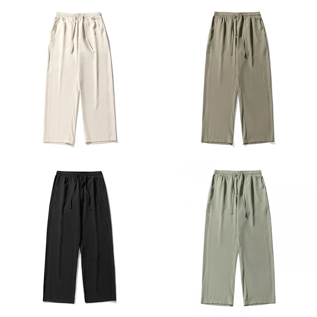 Ice Silk Mens Casual Pants With Elastic Waist For Summer Youth Fashion