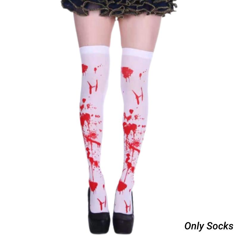

Кровавая медсестра-зомби шелковые носки Хэллоуин чулки косплей реквизит костюмная вечеринка Style A