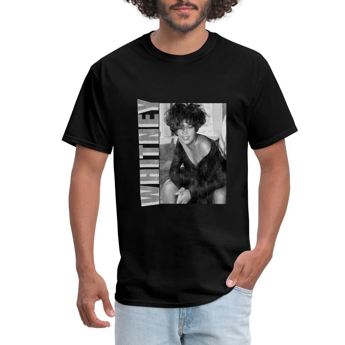 Whitney Houston Photo Black And White And Name Tag Men s T-Shirt S